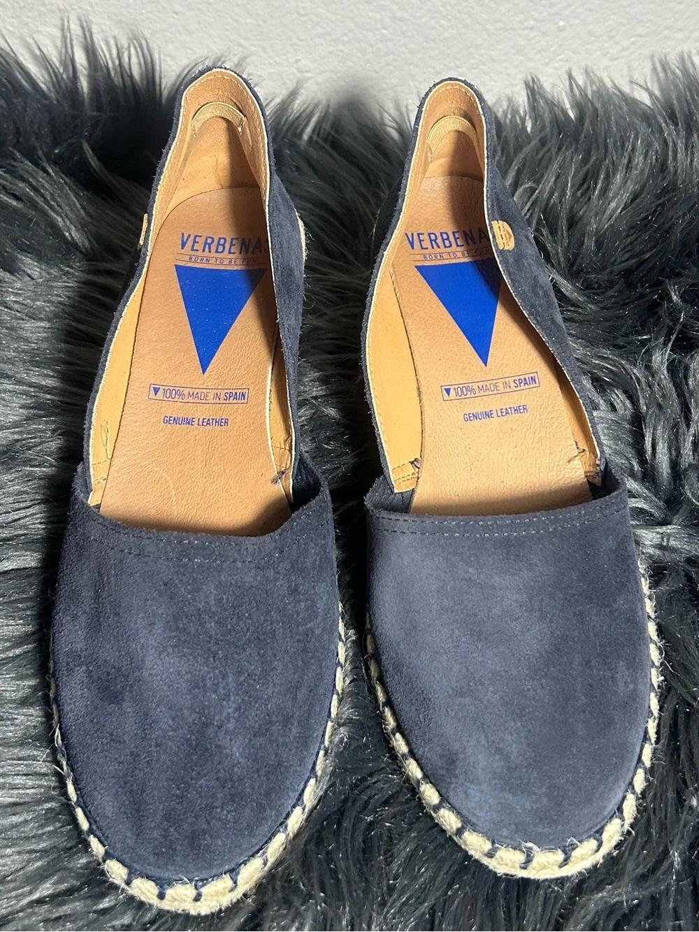 Verbenas Mamen Serraje Suede Espadrille Wedge Navy Pumps Size EU40 /US
